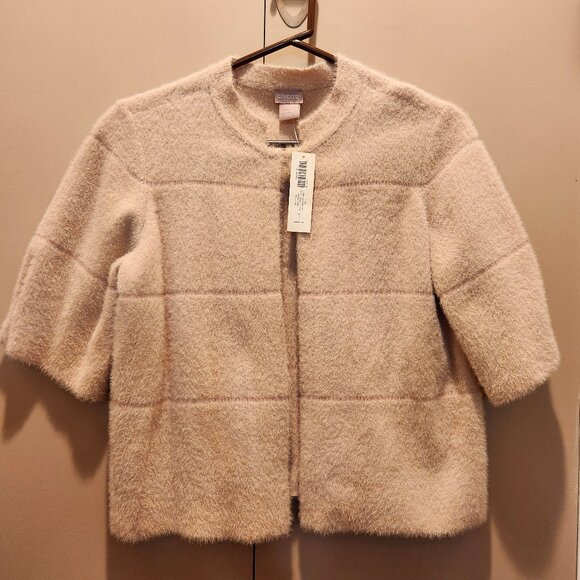 NWT Chico's Plush Fuzzy Powder Pink Cardigan Size 1/Medium - Picture 1 of 10